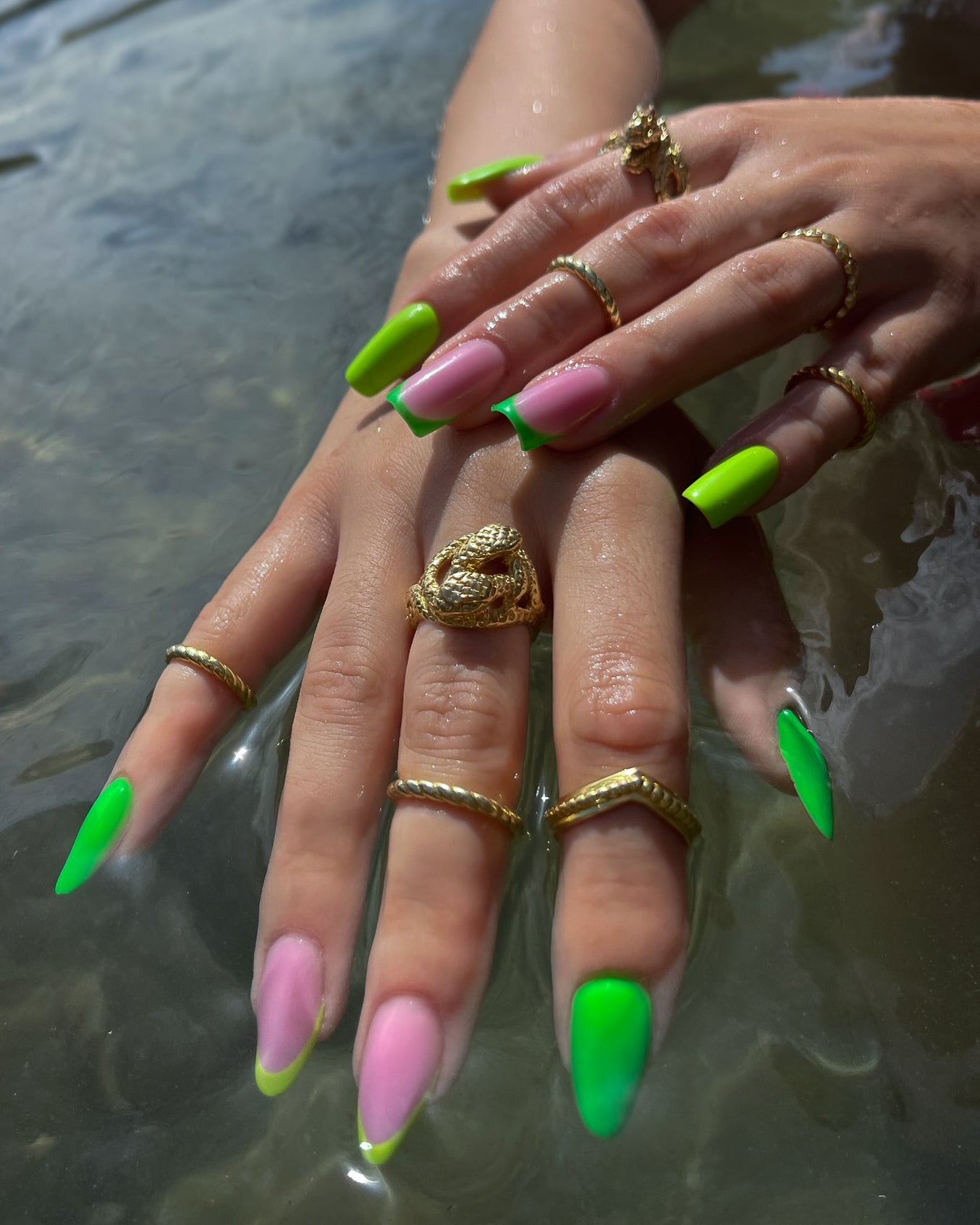 Serce pozłacany srebrny pierścionek wielorozmiarowy