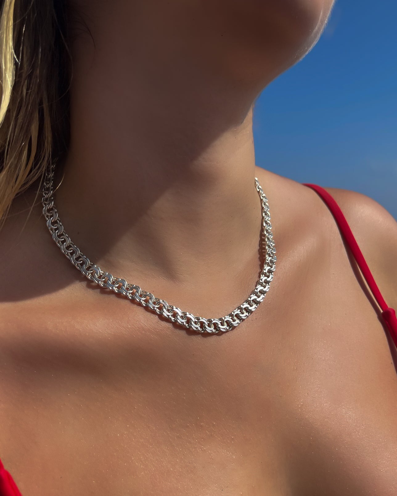 Masywny srebrny łańcuch Garibaldi - 45 cm - 7,6 mm