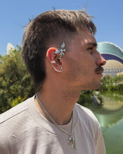 Smok srebrna oksydowana nausznica