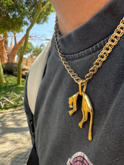 Dziki kot pantera pozłacana zawieszka