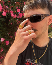 Pozłacana podwójna obrączka pierścionek