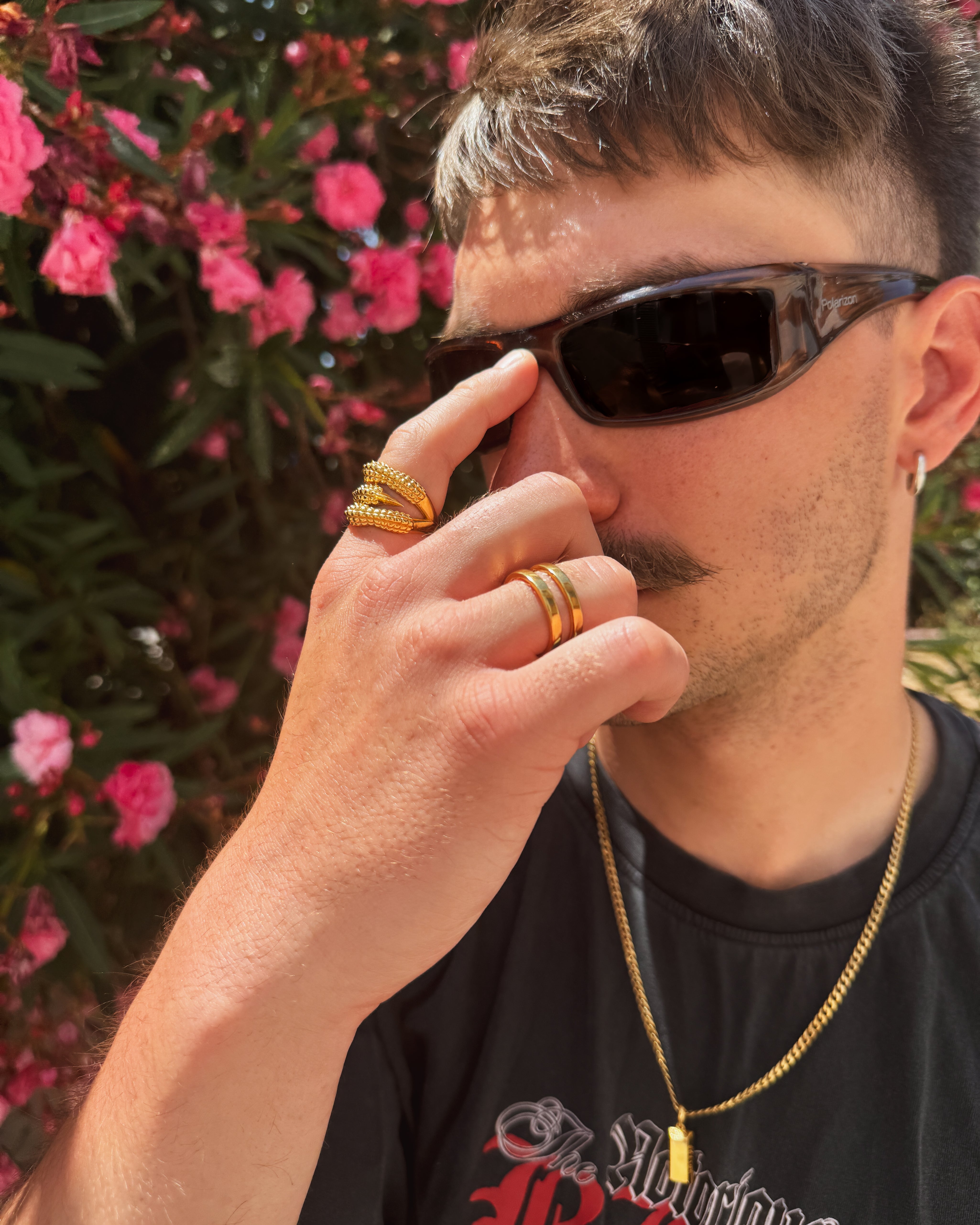 Pozłacana podwójna obrączka pierścionek