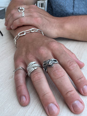 Smok srebrny oksydowany pierścionek