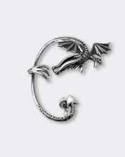 Smok srebrna oksydowana nausznica