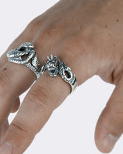 Smok srebrny oksydowany pierścionek