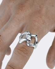 Gruby łańcuch srebrny pierścionek