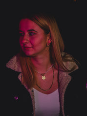 Choker naszyjnik z perełkami z medalikiem kwiat lotosu - pozłacane srebro 925