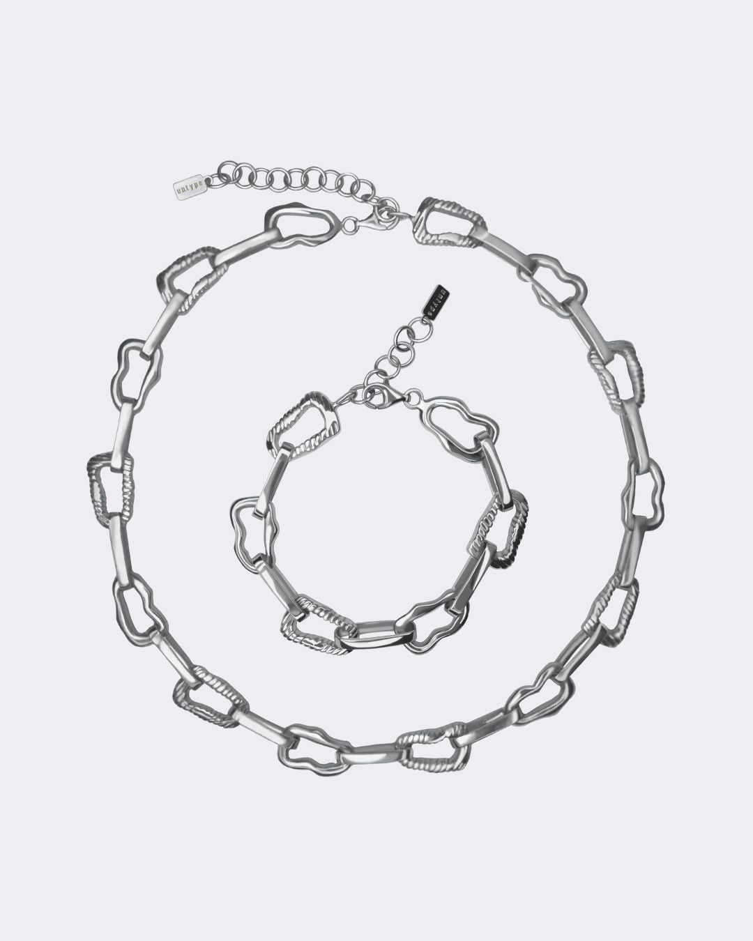 Nietypowy zestaw bransoletka i naszyjnik srebro 925