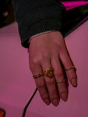 Pierścionek na kłykcie - knuckle ring - pozłacany