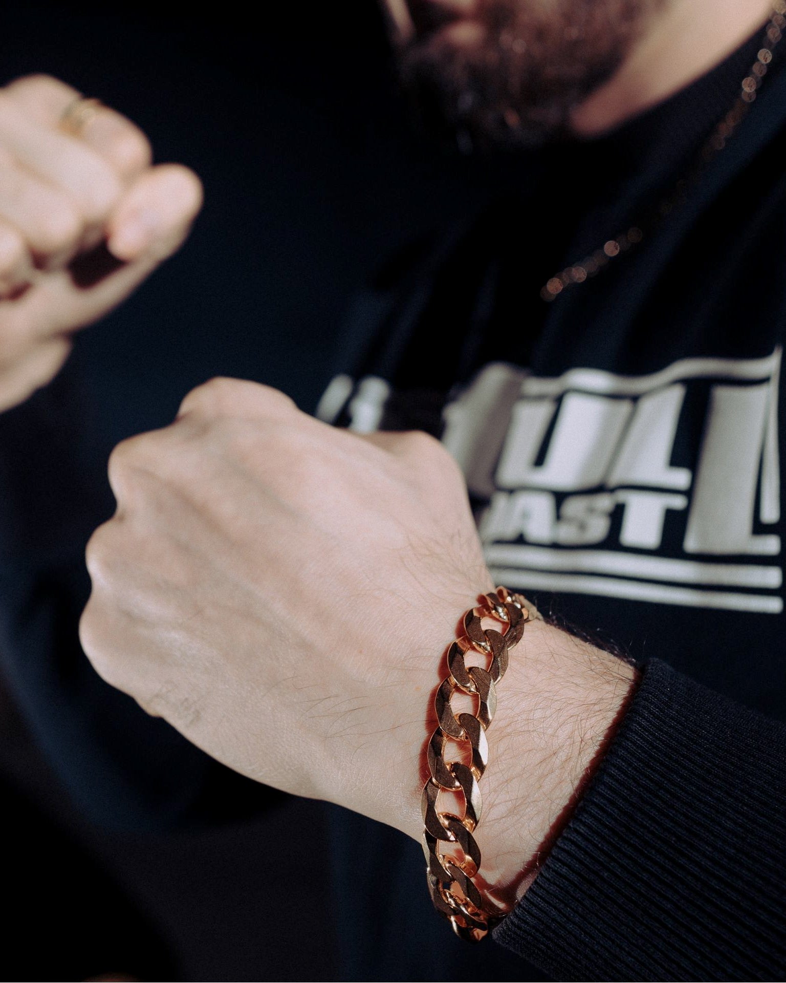 Pozłacana bransoletka pancerka srobro 925 - 14 mm