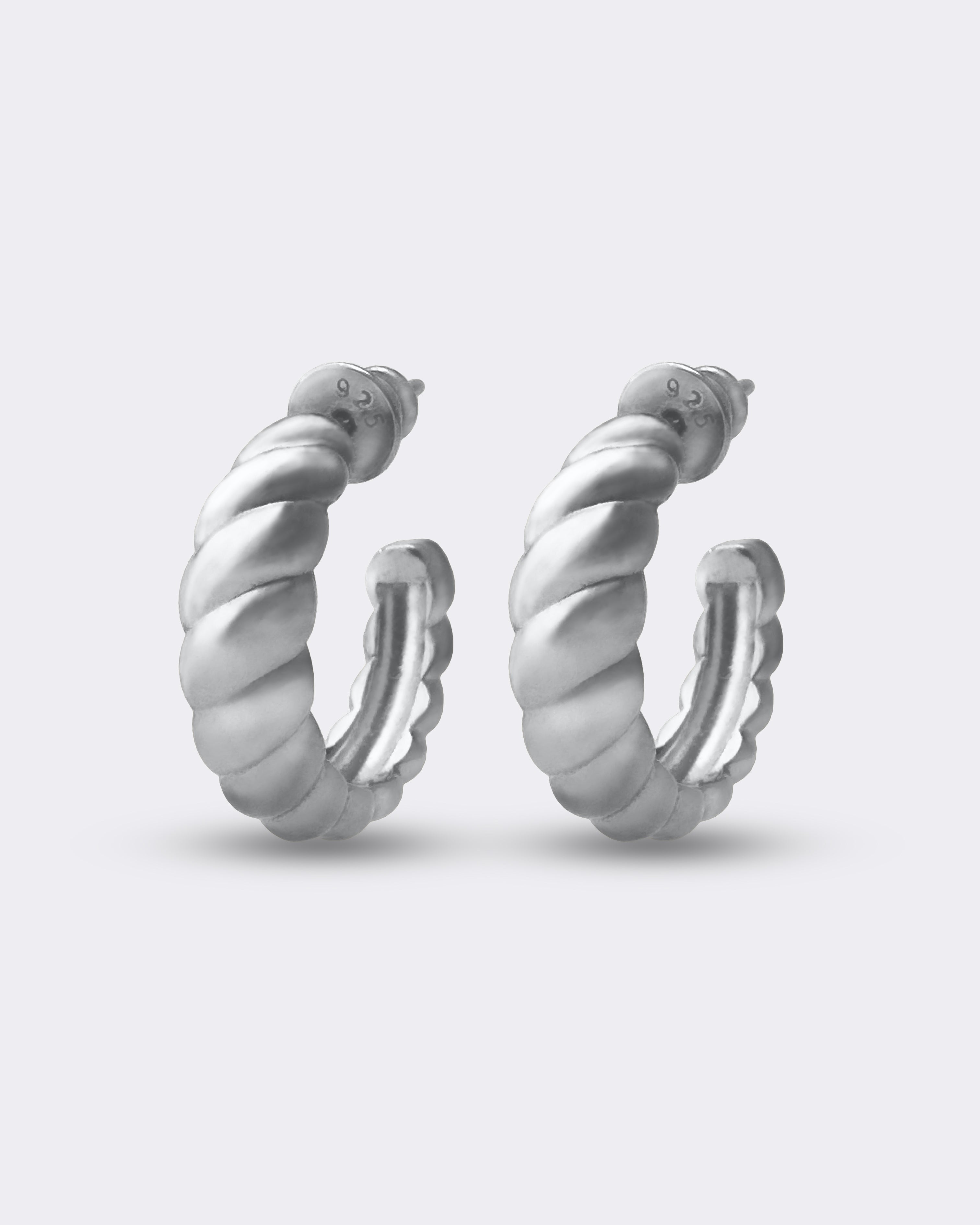 Zakręcone rope srebrne 925 kolczyki na sztyft