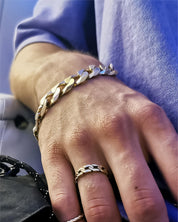 Pozłacana bransoletka pancerka srobro 925 - 14 mm